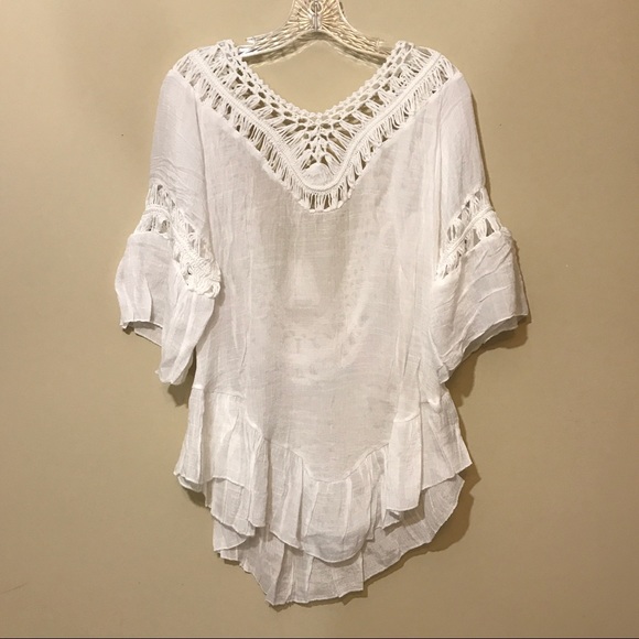 Pom Pom Crochet Boho Festival Beach Swim Cover Up - Picture 6 of 7